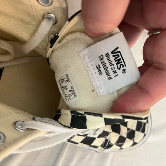 Vans Women's Checkerboard High-Top Sneakers - Black and White - Picture 3 of 3